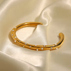 18K Gold-Plated Cubic Zirconia Pearl Cross Bracelet — front view