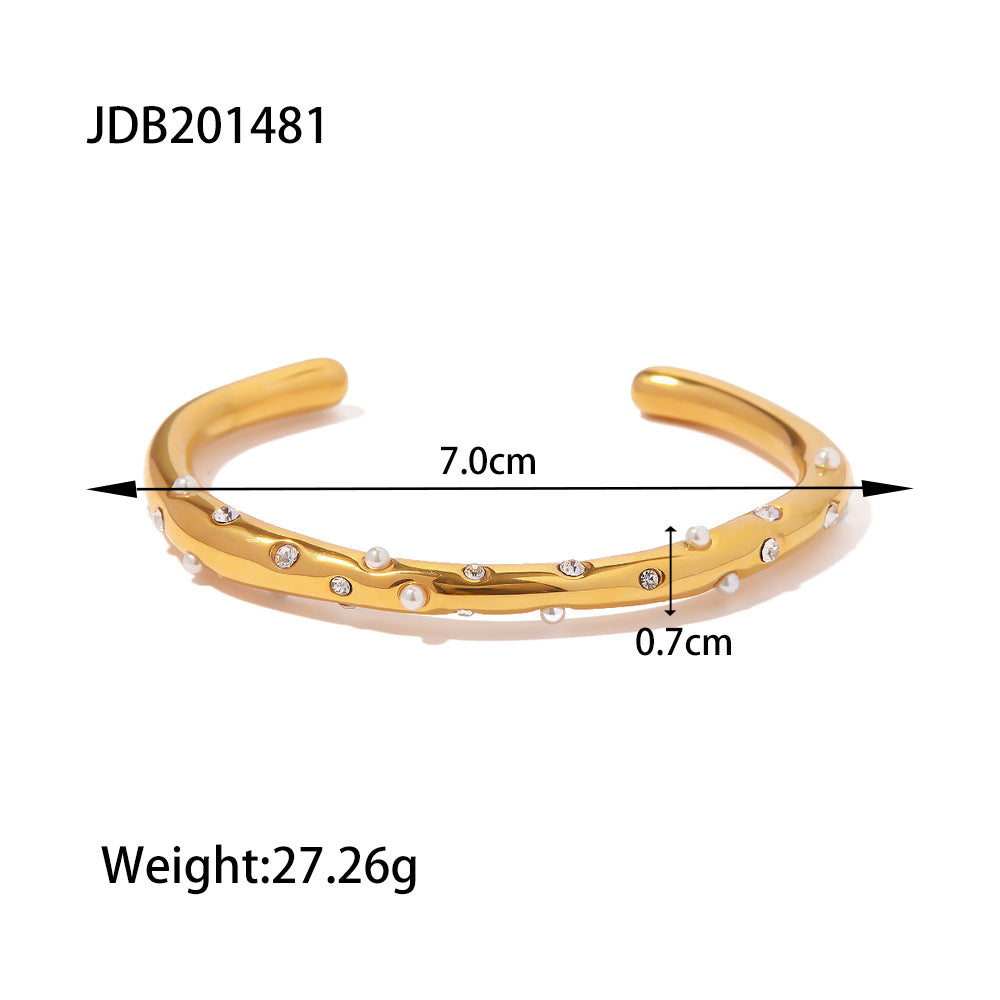Bracelet 18K Gold-plated Pearl Zircon Cross Inlaid Bracelet B201481 — collection product image 06