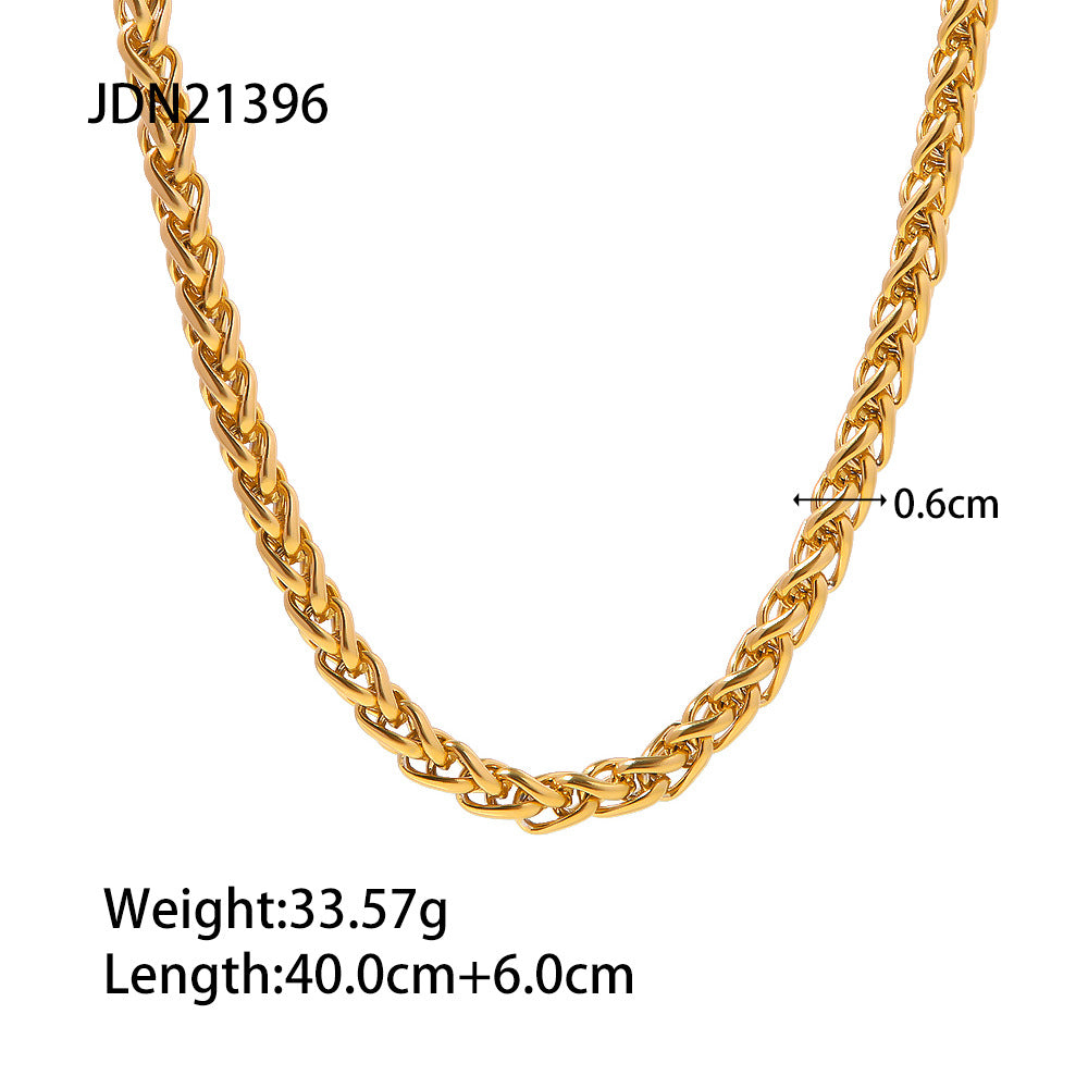 2H Stainless Steel gold Necklace Cuban Clavicle Chain Jewelry necklace