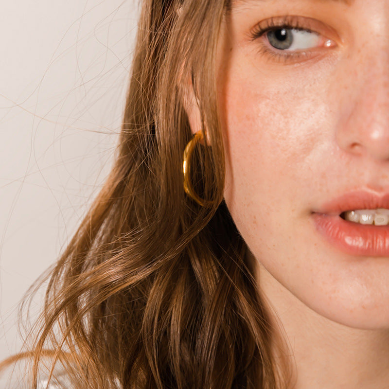 Classic C Hoop Earrings Versatile Ear Hoops Stainless Steel Jewelry Ear Accessories