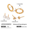 Pearl Stainless Steel Gold-Plated Earrings — close-up detail — jewelry finish and design detail
