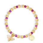 CYB0274 Bee Pendant Zircon Beaded Bohemian Chalcedony Bracelet