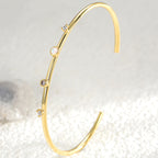 B0083 gold Round Open Adjustable Bracelet for Women, Simple Design with Zircon Inlay