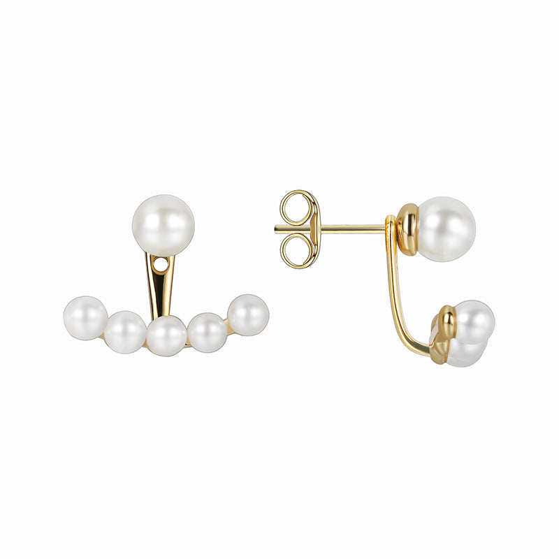 E0384 Creative Design Floating Shell Pearl Elegant Gentle Earrings for Women Simple Back Hanging Earrings