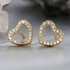 E0556 Hollow Heart Zirconia Stud Earrings for Women Gold-Plated Fashion Small Earrings
