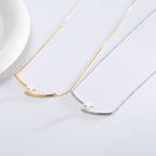 SN0052 S925Silver Smile Design Pearl Collarbone Chain Women's Fashion Pendant