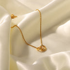 Interlocking Pendant Necklace Girlfriend Gift Design Versatile Gold-Plated Trendy Collarbone Chain