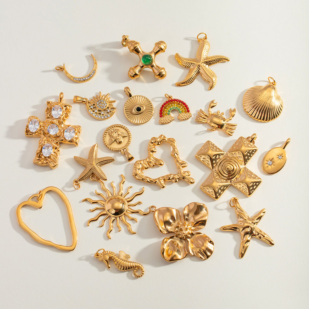 Stainless Steel Ocean Series Jewelry Accessories Heart diy Cross Pendant Necklace Pendant