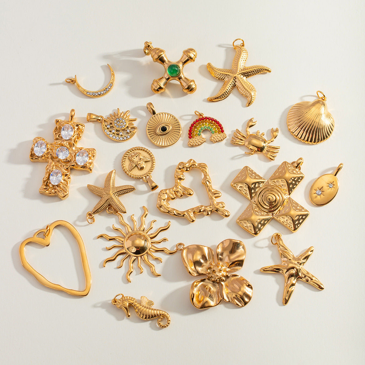 Stainless Steel Ocean Series Jewelry Accessories Heart diy Cross Pendant Necklace Pendant