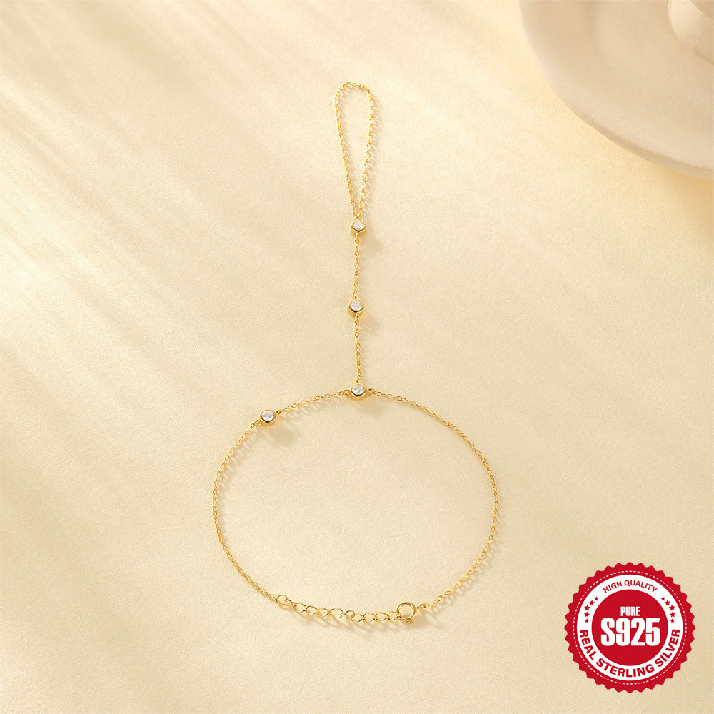 S925 Sterling Silver Interlocking Diamond Bracelet for Women