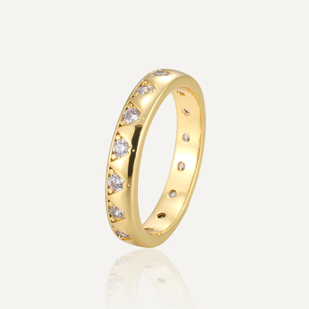 R0268 Elegant Triangular Micro Pave Zircon Simple Ring for Women Brass Gold Plated