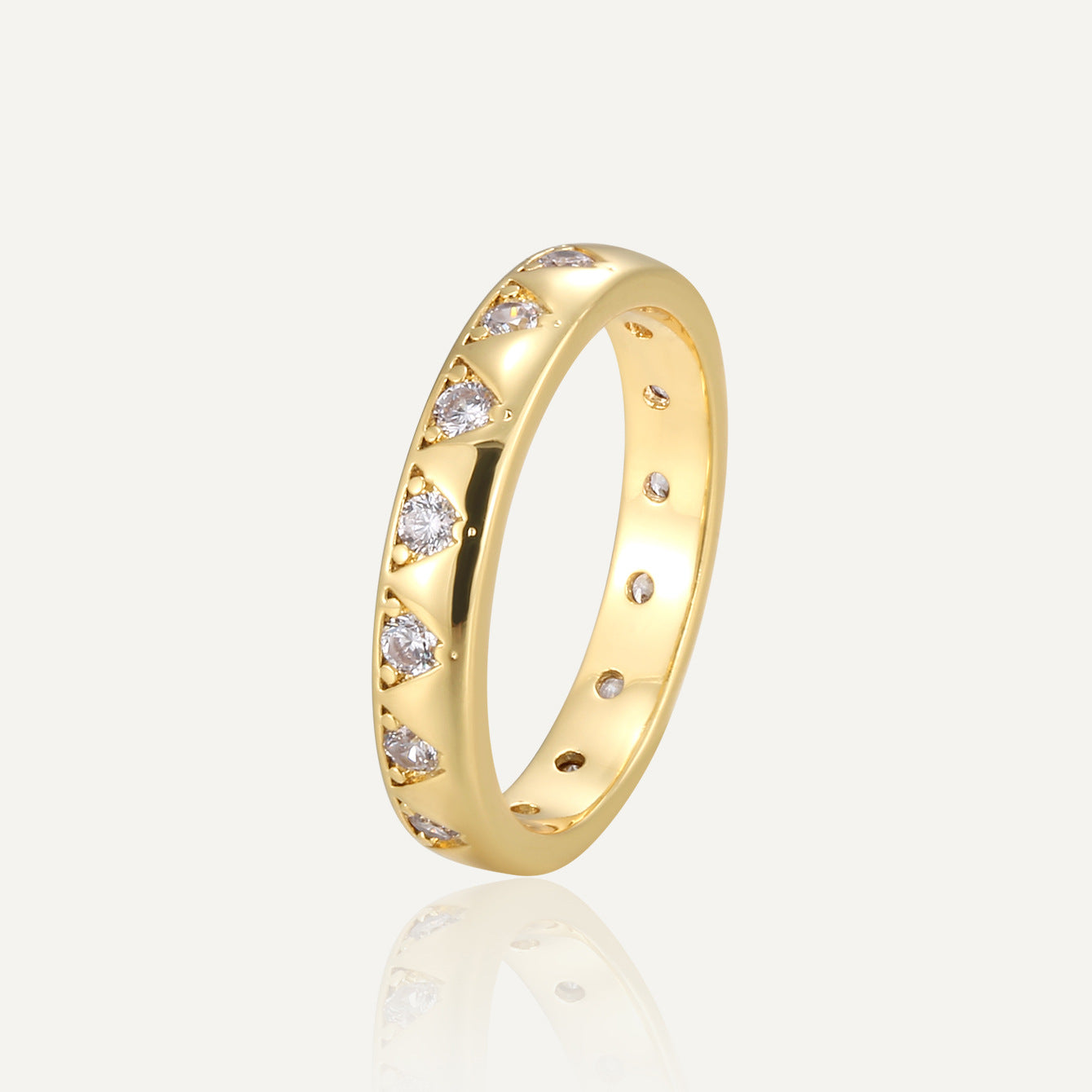 R0268 Elegant Triangular Micro Pave Zircon Simple Ring for Women Brass Gold Plated