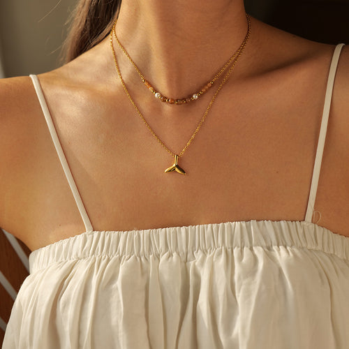 18K Gold-Tone Layered Pendant Stainless Steel Necklace for private-label fashion jewelry buyers