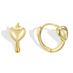 SE0330 S925Old Money Heart-shaped Earrings Minimalist Trendy Smooth Earrings Hoop Earrings