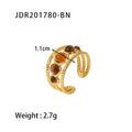 Tiger-Eye Stainless Steel Gold-Plated Ring — material detail — jewelry finish and design detail