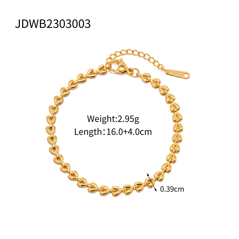 18K Gold-plated Stainless Steel Hollow Heart Braided Bracelet Non-fading Bracelet Jewelry