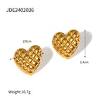 Heart-shaped Stud Earrings18K Gold Stainless Steel Necklace Accessories Women's Jewelry