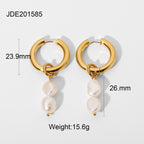 2H Same Style  Stainless Steel Earrings Stone Stainless Steel18K Gold Pendant Earrings