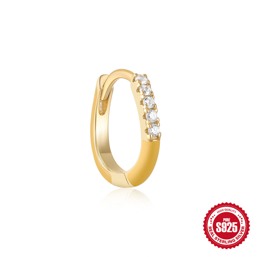 Sterling Silver925Oil Drop Irregular Hoop Earrings for Women Summer Colorful Dopamine Jewelry Earrings earring