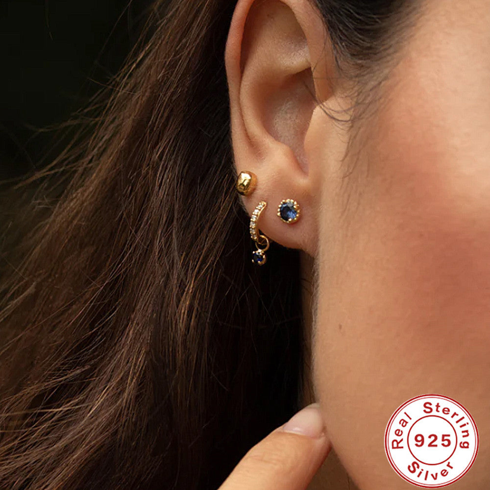 S925Sterling Silver Diamond-Studded Hoop Earrings Hot-Selling Creative Style Earrings