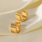 New Earrings Jewelry18K Gold Wide Ribbed Stainless Steel Earrings Fashionable Personality Earrings for Women