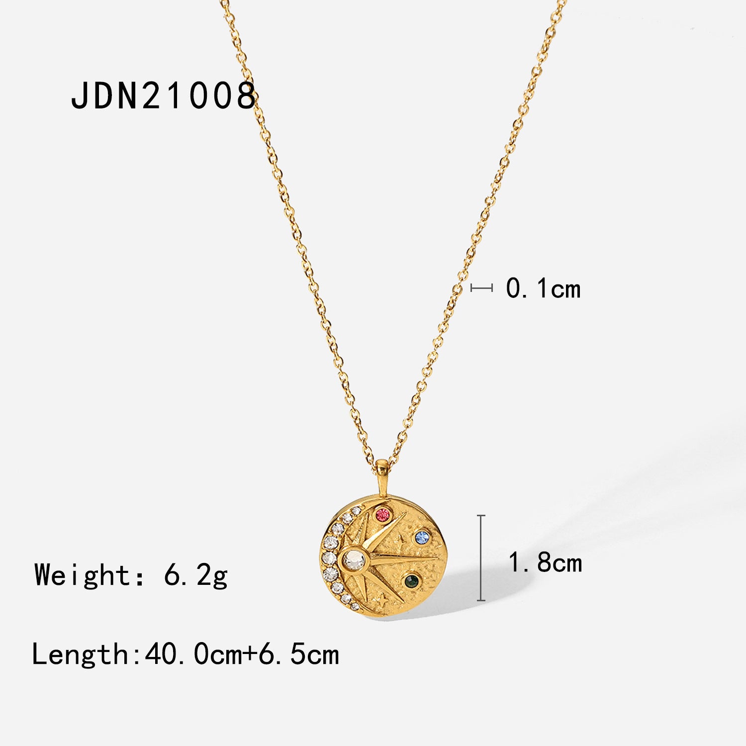 2H 18K Gold Stainless Steel Necklace Vintage Natural Stone Pendant Necklace Zircon Necklace for Women