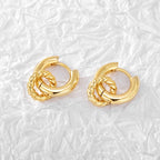 E0298 Vintage Double Loop Interlocking Earrings for Women Exaggerated Fashion Braided Hoop Earrings