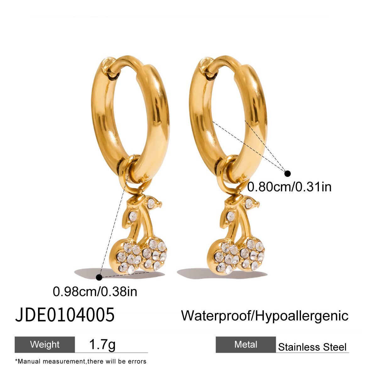 Stainless Steel Rhinestone Earrings Women's Earrings Non-Fading Earrings Jewelry