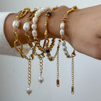 Stainless Steel Jewelry Non-Fading Pearl Bracelet Gold Plated