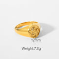 18K Gold-Tone Stainless Steel Ring with Angel Wing Detail styled for independent jewelry boutiques