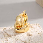 E0392 S925Irregular Arc Smooth Earrings for Women Copper Plated Real Gold Minimalist Style Ear Jewelry