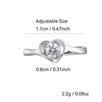 SR0039 S925Silver Heart Zircon Trendy Design Couple Ring