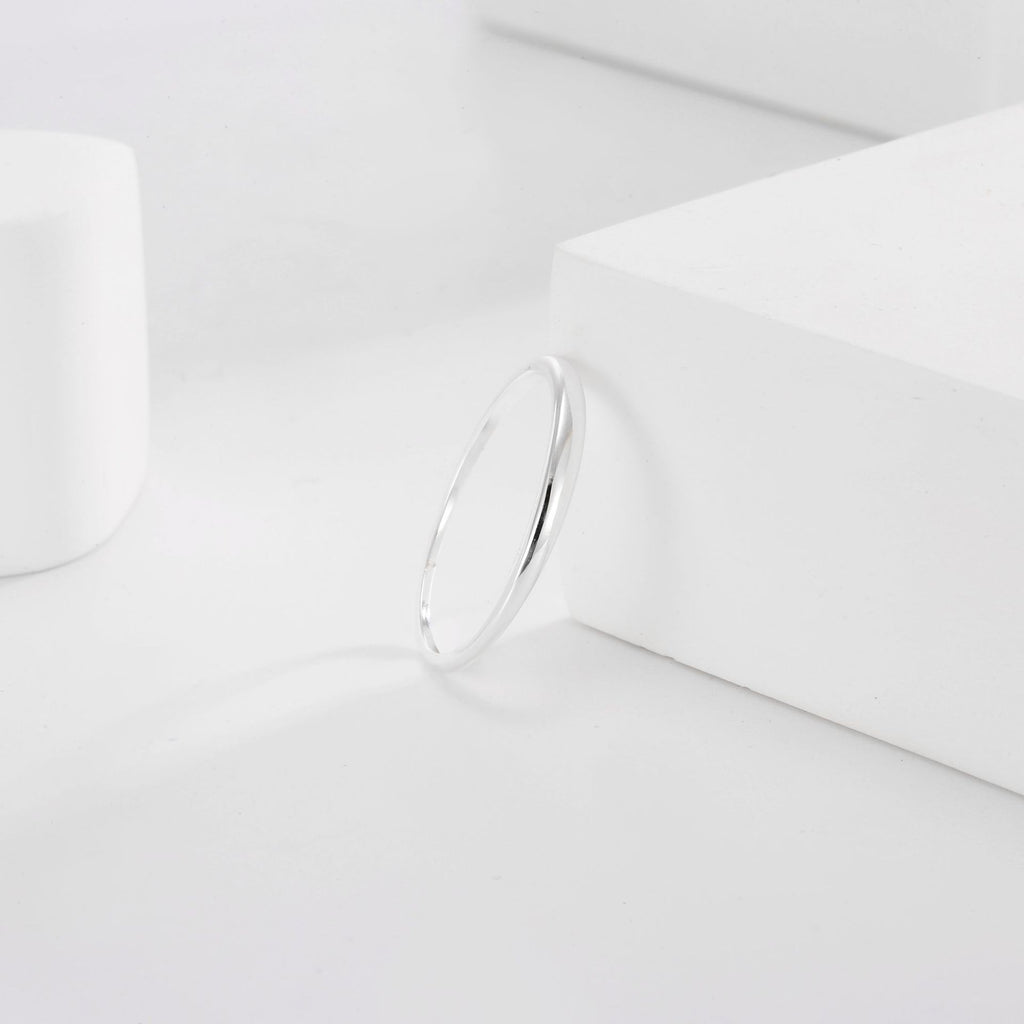 SR0045 S925Silver Plain Band Tail Ring Design Fashionable Simple Closed End Best Friend Couple Style