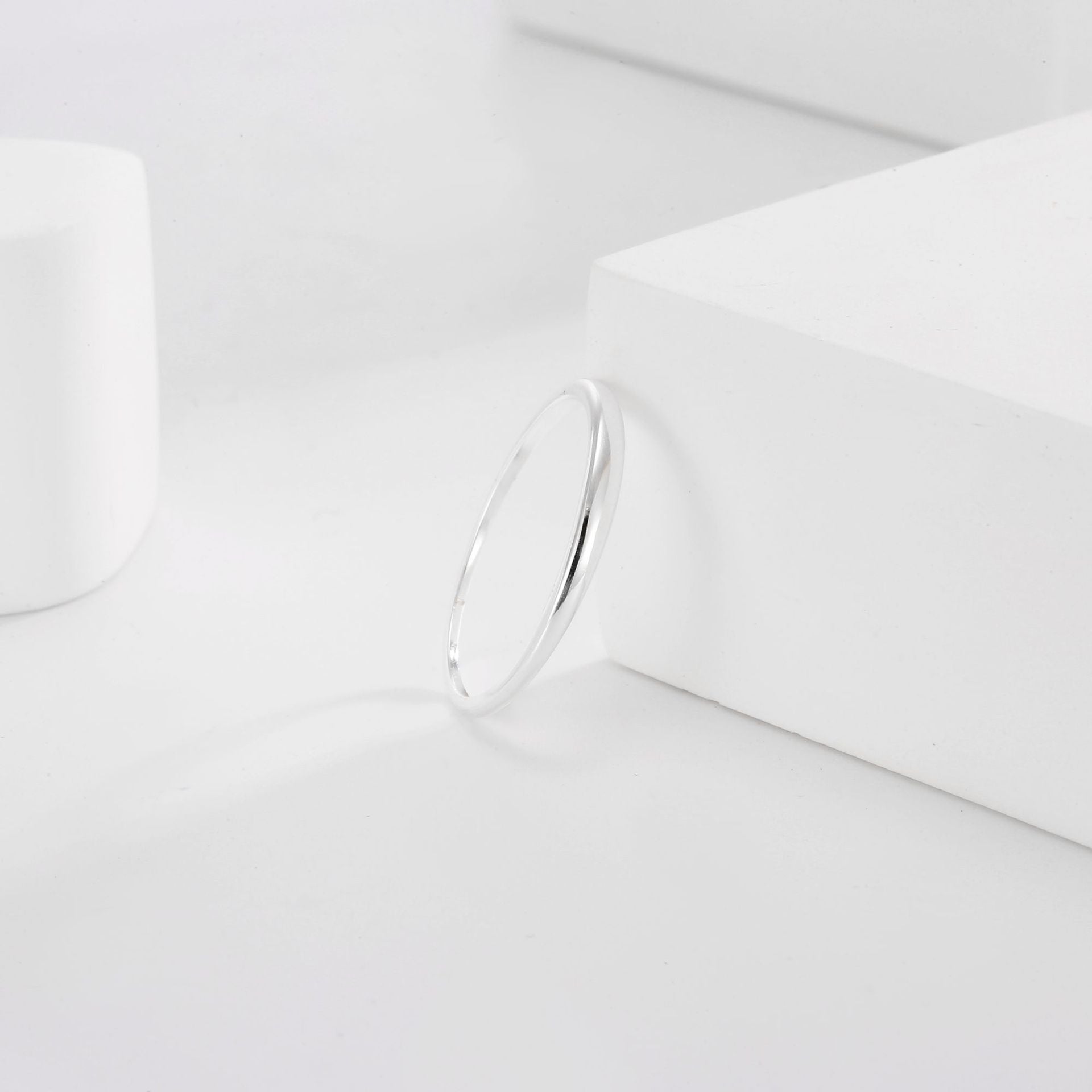 SR0045 S925Silver Plain Band Tail Ring Design Fashionable Simple Closed End Best Friend Couple Style