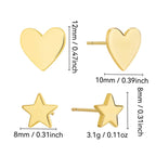 E0740 Fashion Elegant Simple Five-Pointed Star Heart Earrings for Women Copper Gold-Plated Minimalist Style Set Earrings