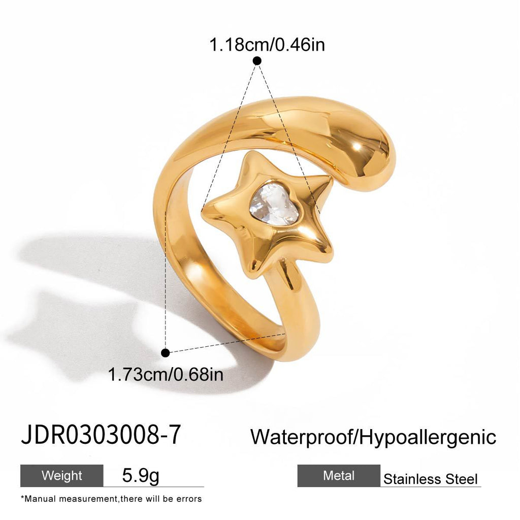 Original Design Five-Pointed Star Ring Non-Fading Jewelry Stainless Steel Accessories ring
