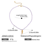 2H Stainless Steel Vacation Style Beaded Necklace Jewelry for Women, Non-Fading Collarbone Chain