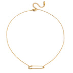 White Diamond Paperclip Necklace Collarbone Chain Non-Fading Stainless Steel Jewelry