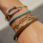 White Diamond Blue Turquoise Bracelet Jewelry Stainless Steel Jewelry Women