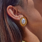 Stainless Steel Retro Pearl Stud Earrings for Women, Non-Fading Earrings Jewelry