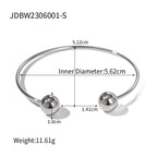 2H2025New Trendy  Design18k Gold-plated Stainless Steel Open Ball Bracelet Jewelry