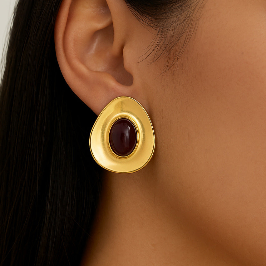 Resin earrings earrings non-fading stainless steel18k Gold accessories