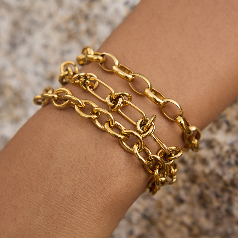 Classic Basic Chain Bracelet18k Non-Fading Stainless Steel Jewelry