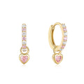 Heart Zircon 925 Sterling Silver Hoop Earrings — decorative detail — jewelry finish and design detail