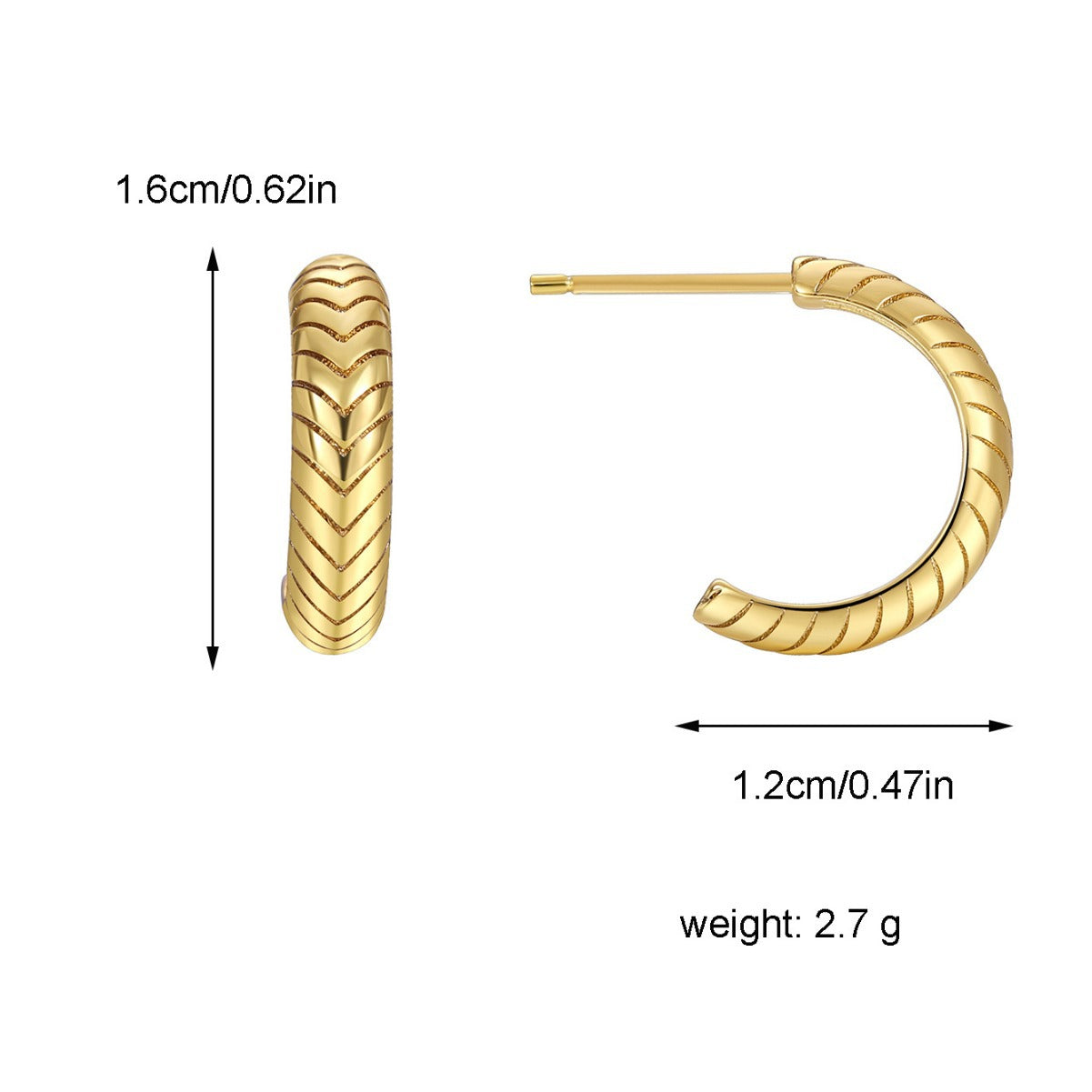 E0466 Fashion Wheat Ear Half Round Earrings for Women Vintage Elegant C Simple and Versatile Hoop Earrings