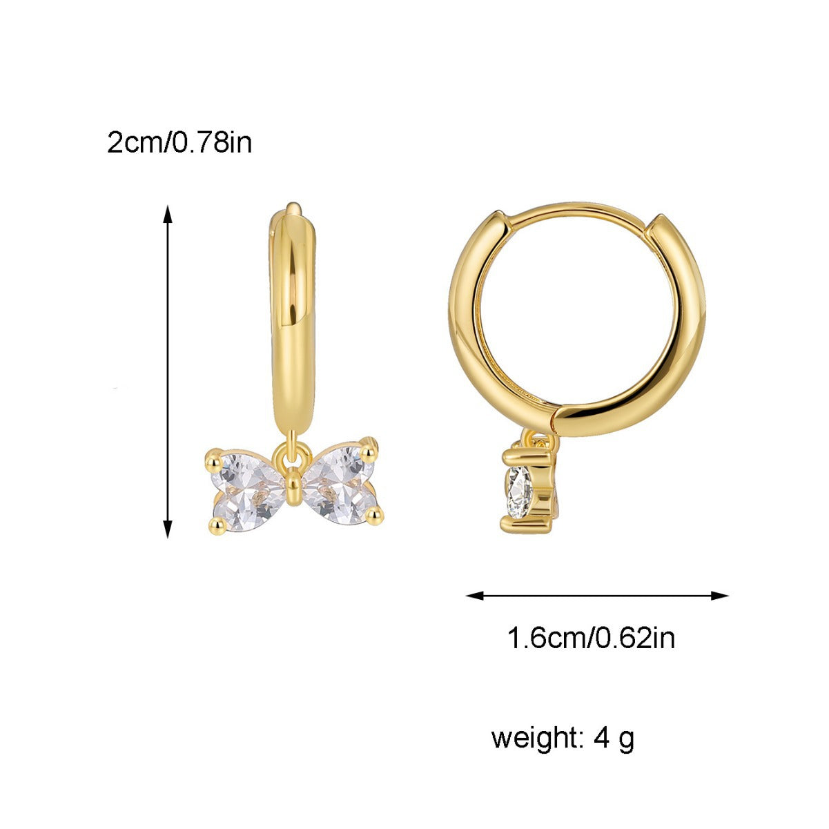 E0461 Foreign Trade New Simple Heart-shaped Earrings for Women Fashion Retro Zircon Earrings