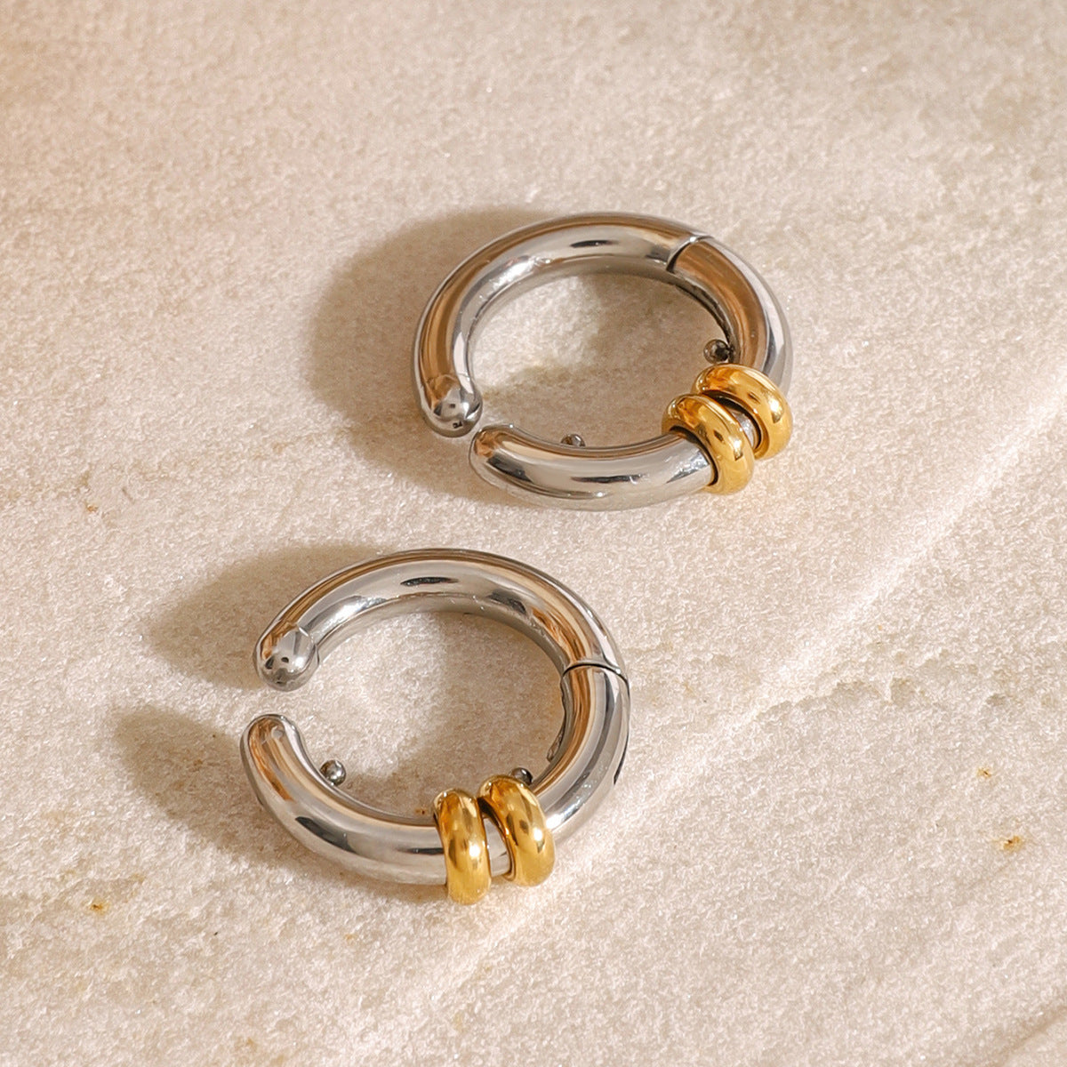 Stainless Steel Color Block Earrings Non-Pierced Ear Cuff Ear Jewelry Accessories