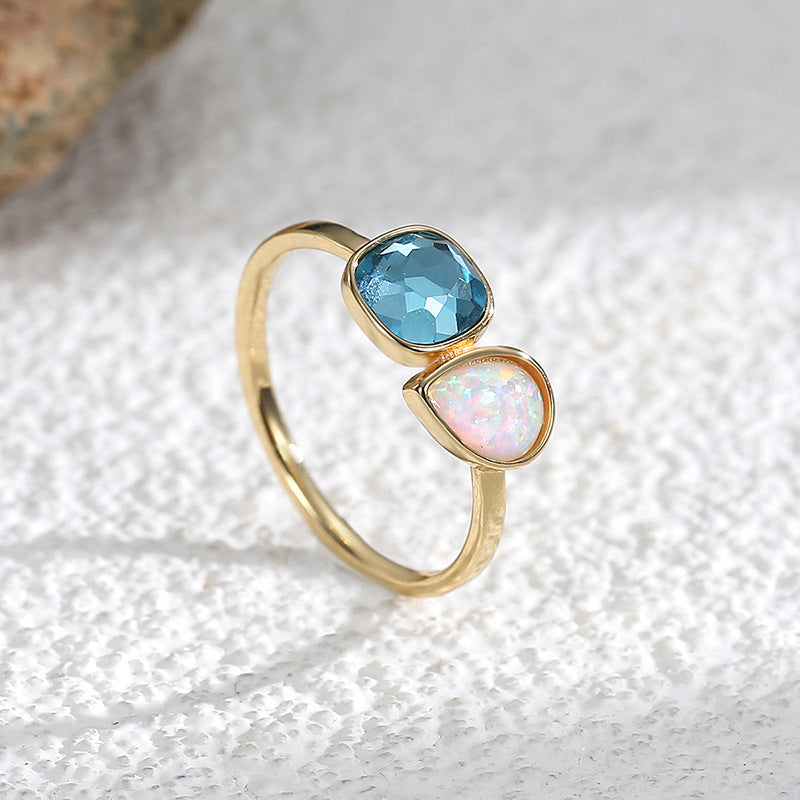 R0215 Fashion jewelry Geometric Synthetic Opal Ring Opal Stone Woman OPAL Ring