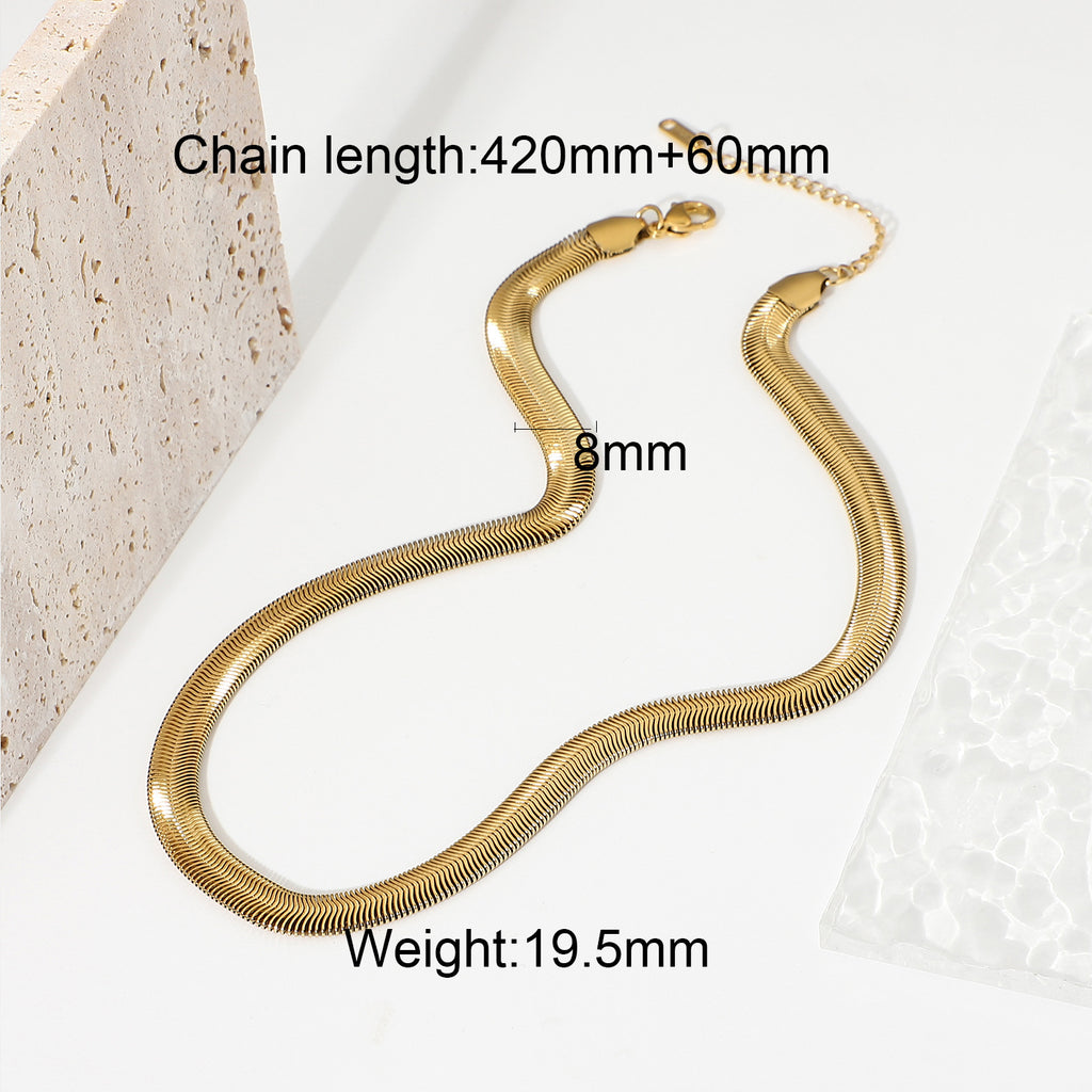 Same style gold necklace stainless steel trendy style individually packaged snake chain collarbone chain necklace for women