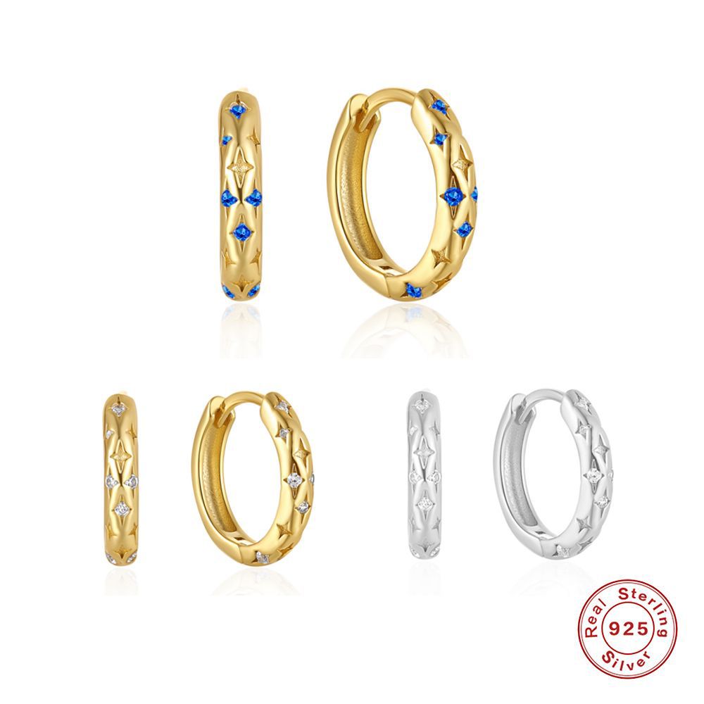 Sterling Silver925Star Earrings Ear Hoops Earrings for Women Design Jewelry for Women